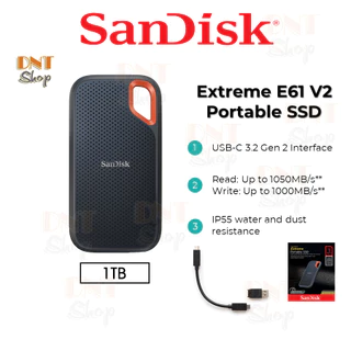 Ổ cứng di động Portable SSD SanDisk Extreme E61 V2 USB 3.2 Gen 2 1TB / 2TB / 4TB Chính Hãng BH 5 Năm