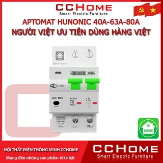 Aptomat Đo Năng Lượng Hunonic Notec Theo Dõi Lượng Điện Tiêu Thụ Điều Khiển Từ Xa Qua Wifi, Hàng Việt Nam.