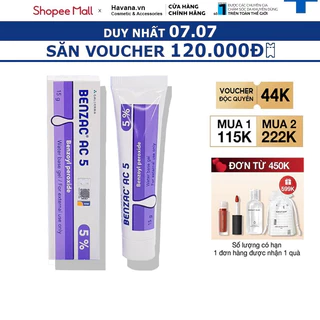 Kem giảm mụn Benzac AC 5% Benzoyl Peroxide - Galderma chính hãng