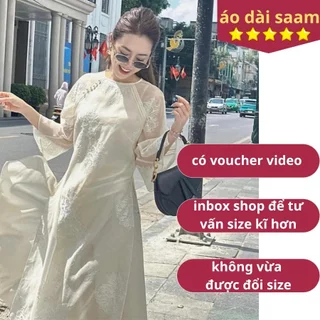 Áo dài thi thư dáng suông áo dài saam nữ cách tân linn design cover màu be Tết 2024 hot