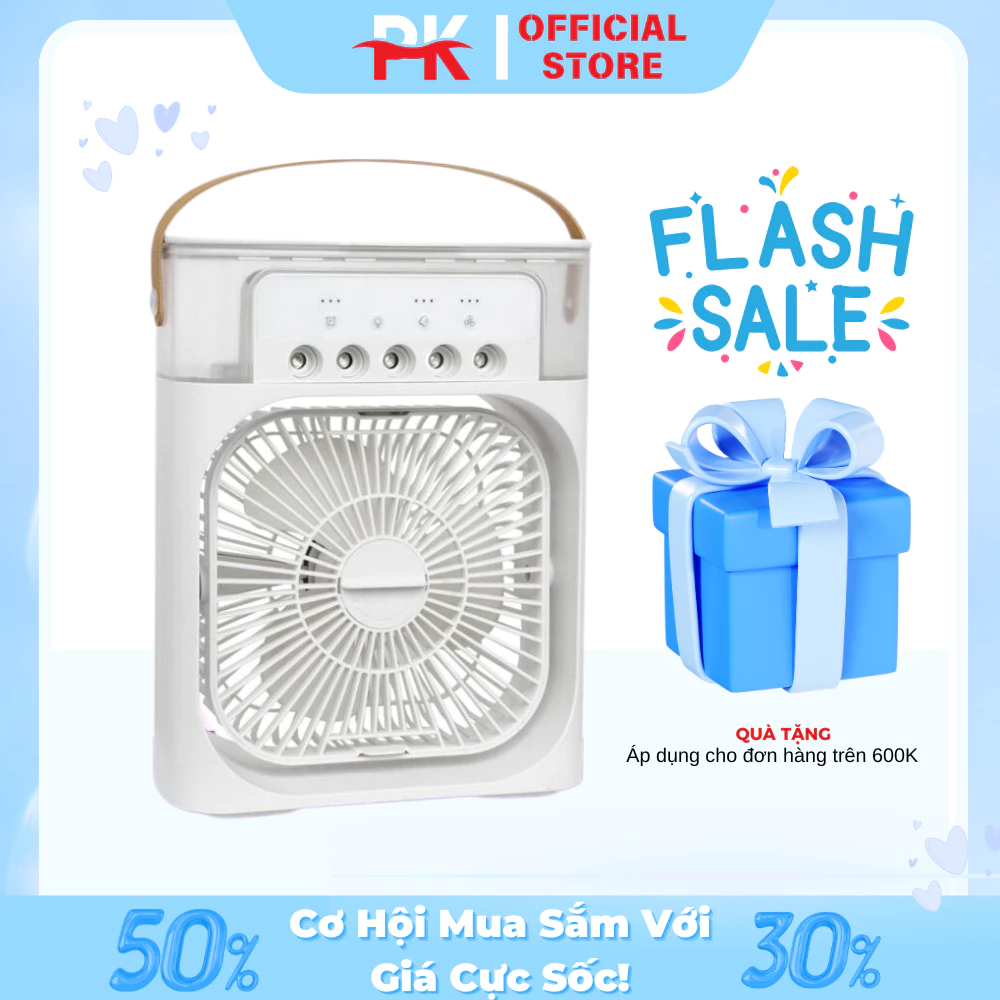 Quạt Điều Hoà Mini Tích Hợp Đèn Led, Quạt Hơi Nước Để Bàn 3 Cấp Độ Gió Dung Tích Chứa 300ml Nước