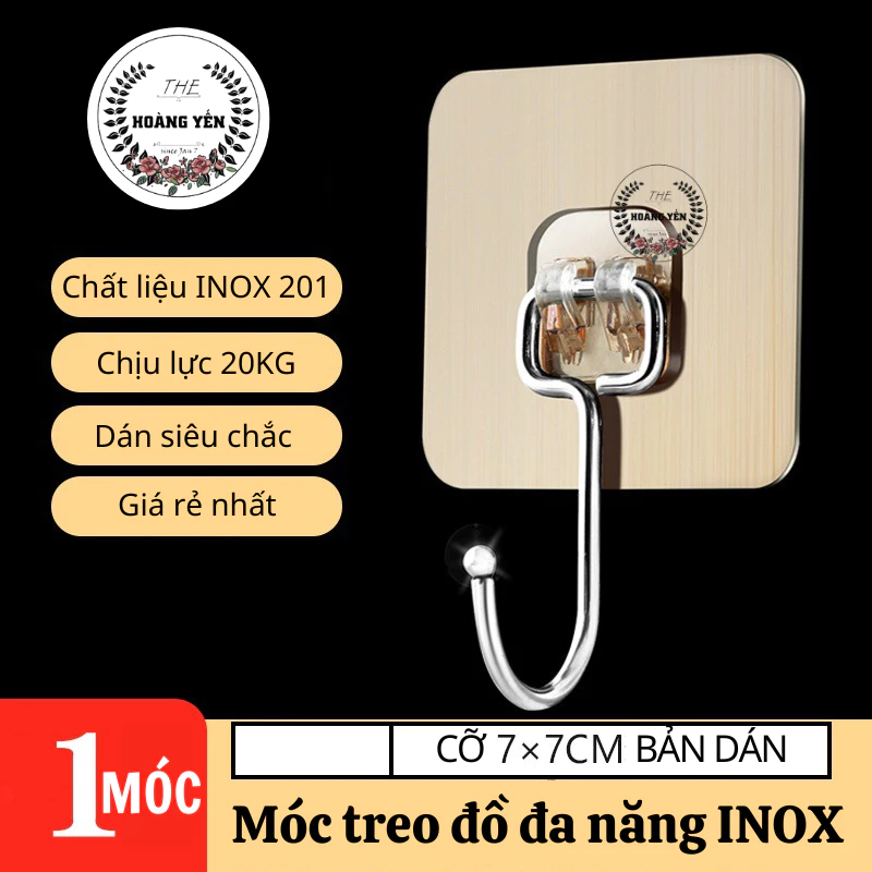 [[COMBO 10C] Móc dán tường inox 304 chịu lực 5kg, miếng dán tráng bạc siêu dính, móc dán chịu lực loại tốt
