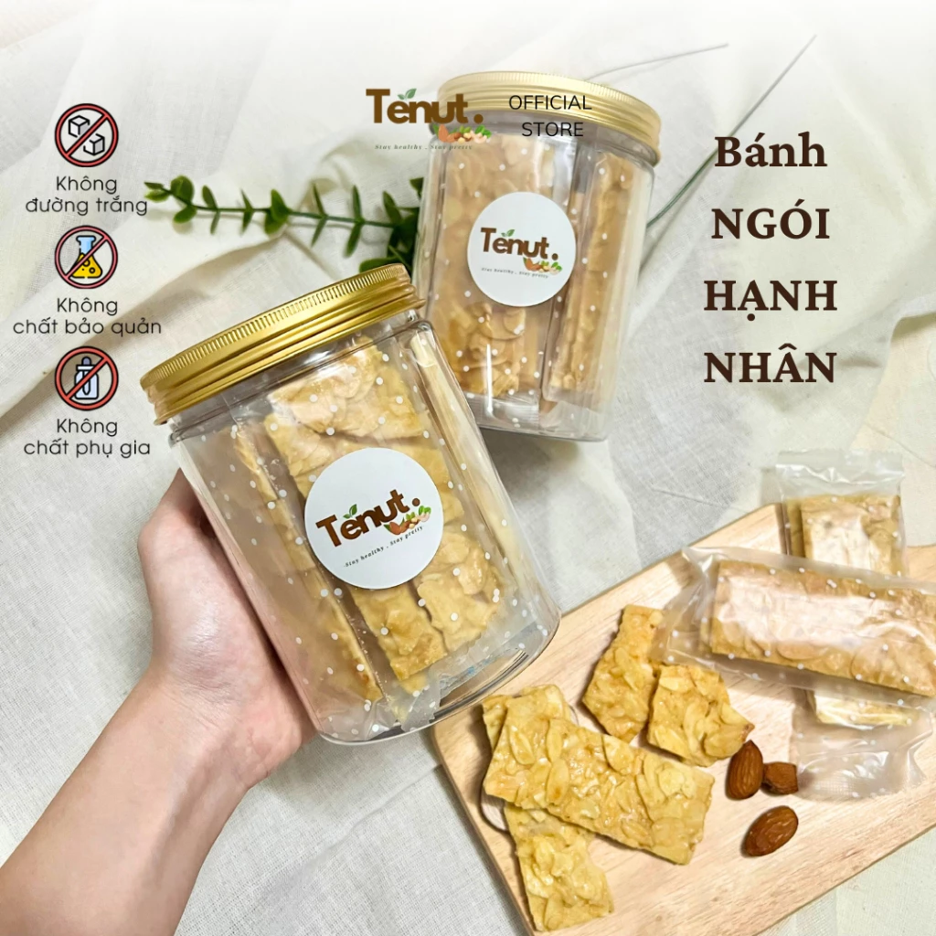 Bánh Ngói Hạnh Nhân ăn kiêng không đường, không bột mì cho người tiểu đường 250gr TENUTHealthySnacks