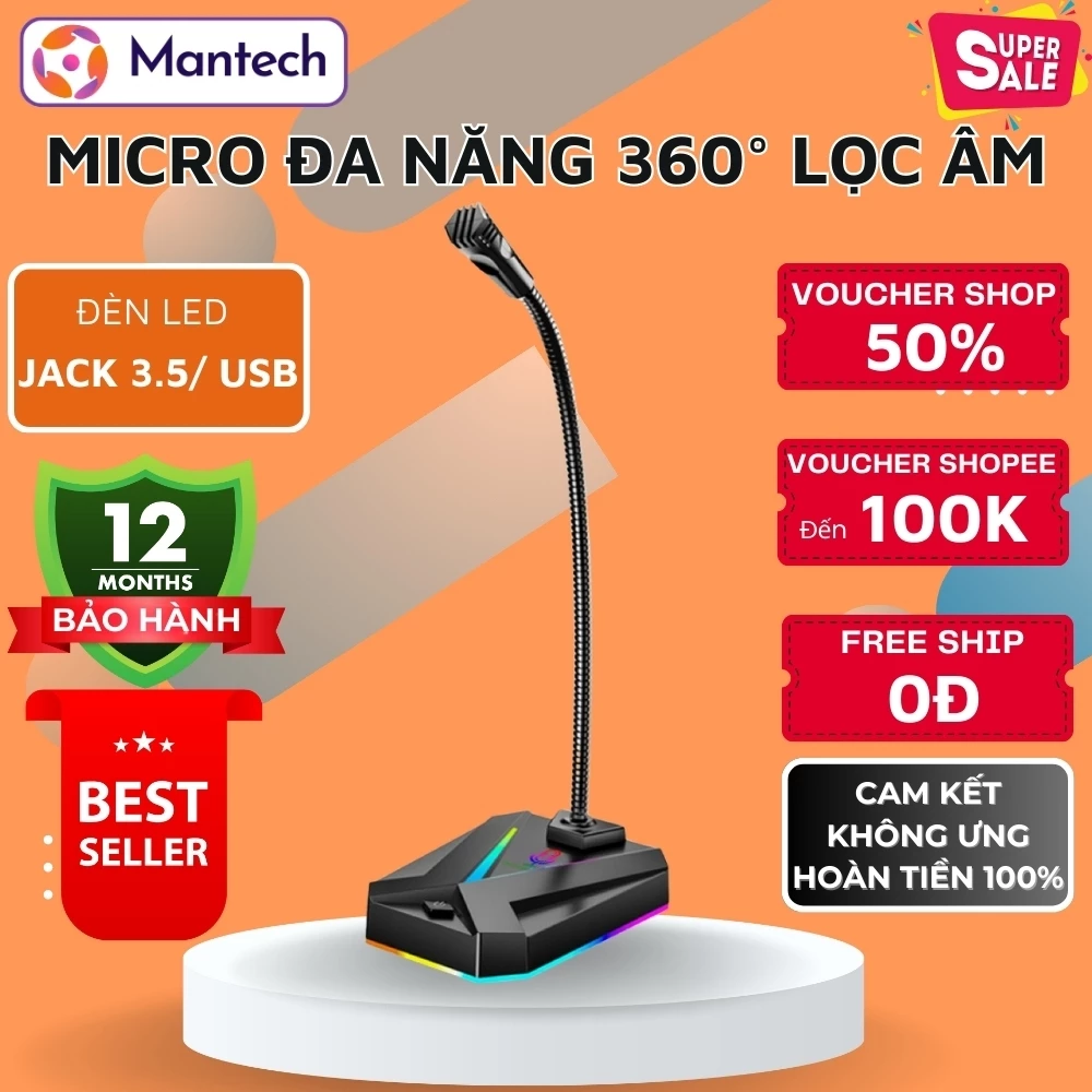 Micro MK10 New 2025 Máy Tính, Điện Thoại Lọc Âm Khử Ồn, Thu Âm 360 Độ, Đa Năng Học Tập, Thuyết Trình