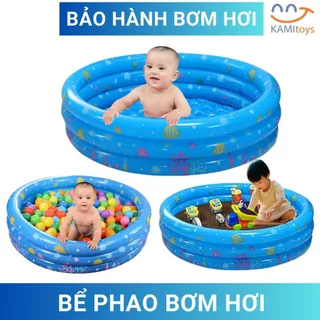 Bể bơi cho bé hình tròn 3 tầng (Chọn nhiều cỡ) loại hồ phao bơm hơi gấp gọn chơi trong nhà