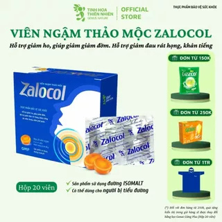 Viên ngậm thảo mộc Zalocol ( 20 viên) Hỗ trợ giảm ho, giúp giảm đờm, giảm đau rát họng, khản tiếng - Genat