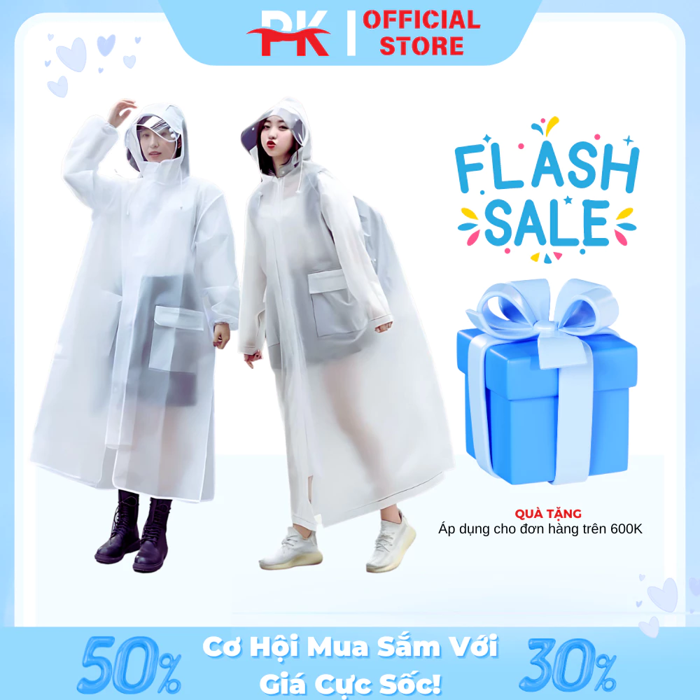 Áo Mưa Thời Trang Trong Suốt Có Khoá Kéo Tiện Lợi