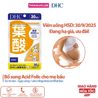 DHC Folic Acid (HSD 30/9/2025) - Bổ sung Vitamin, Axit Folic 400ug 0.4mg cho bà bầu của nhật trước và sau khi sinh