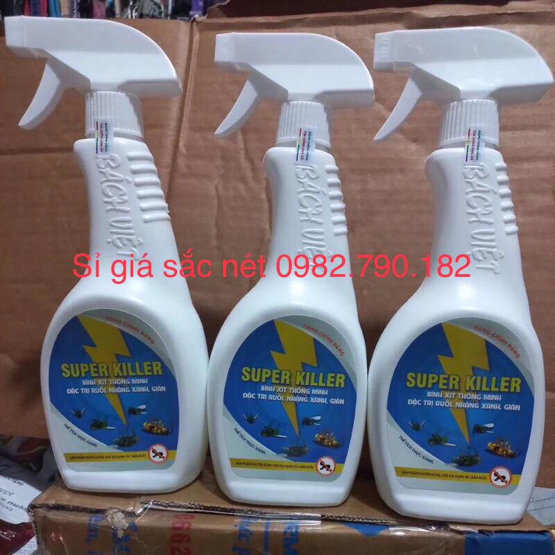 Bình xịt ruồi thông minh Super Killer - Gốc sinh học an toàn và Hiệu quả tức thì ( chai lớn 530ml)- Kiến, Gián cũng sạch