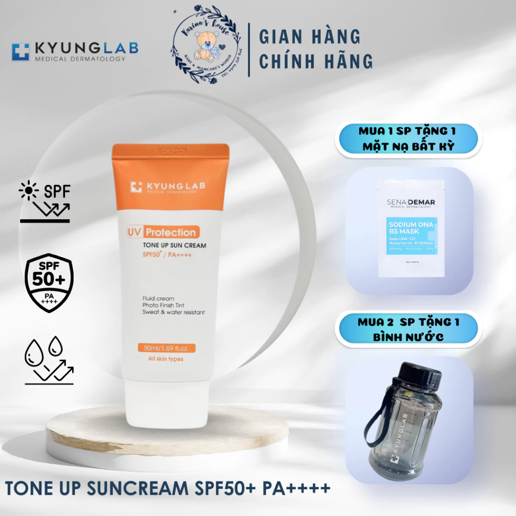 Kem chống nắng nâng tone Kyunglab, kiềm dầu, che khuyết điểm, bảo vệ 8h, SPF50+ PA++++