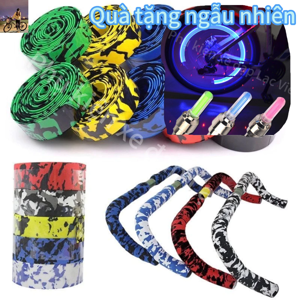 Set 2 cuộn băng quấn ghi đông xe đạp bằng cao su kèm 2 nút bịt chuyên dụng