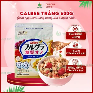 【MỚI T1/25】Ngũ cốc Calbee Trắng Ăn Kiêng Ít Đường Giảm Cân Nhật mix sữa chua hoa quả (600G)