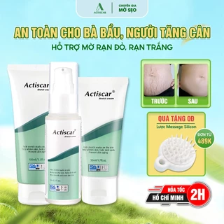 Combo Kem Rạn Da Actiscar 100ml + 50ml và Serum 30ml Làm Mờ Rạn Da, Mờ Sẹo, Đều Màu Da Sau Sinh