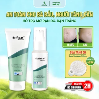 Kem Rạn Da 100ml Actiscar và Serum Rạn Da 30ml Actiscar, hỗ trợ làm mờ rạn đỏ, rạn trắng cho bà bầu an toàn