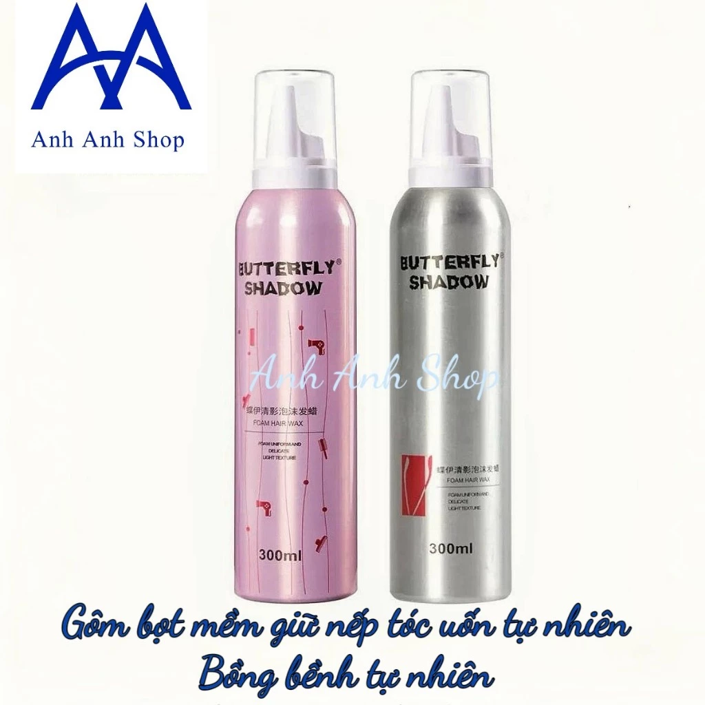 Gôm Bọt Mousse mềm giữ nếp tóc cố định Butterfly Shadow 300ml dành cho cả nam và nữ dưỡng xoăn tự nhiên