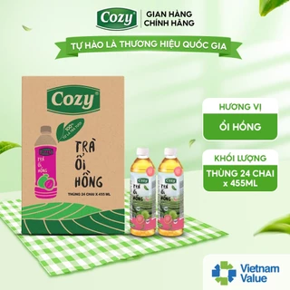 Trà Ổi Hồng 455ml Thùng 24 Chai Uống Liền Cozy - Trà Trái Cây Thơm Ngon Rõ Vị Ổi Hồng Tươi Mát, Ngọt Thanh