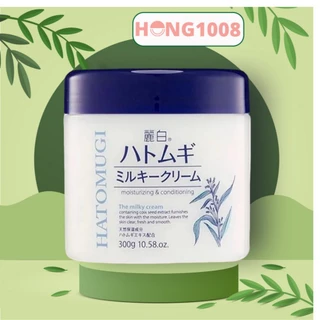 Kem Dưỡng Ẩm Trắng Da Hatomugi ý Dĩ Moisturizing & Conditioning The Milky Cream 300g Hong1008