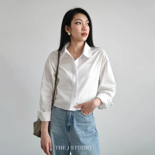 Áo Sơ Mi Trắng Dài Tay Nữ Đơn Giảm, Sơ Mi Trắng Croptop Ngắn Tay, Sơ Mi Trắng Khoác - The J Studio