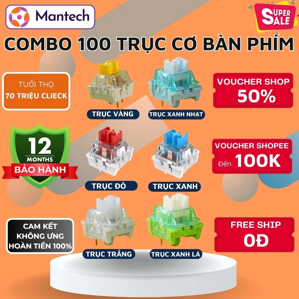 Combo 1000 Switch New 2025 Cho Bàn Phím Cơ, Đa Dạng Switch Thay Thế Dễ Dàng, Tuổi Thọ 70 Triệu Click