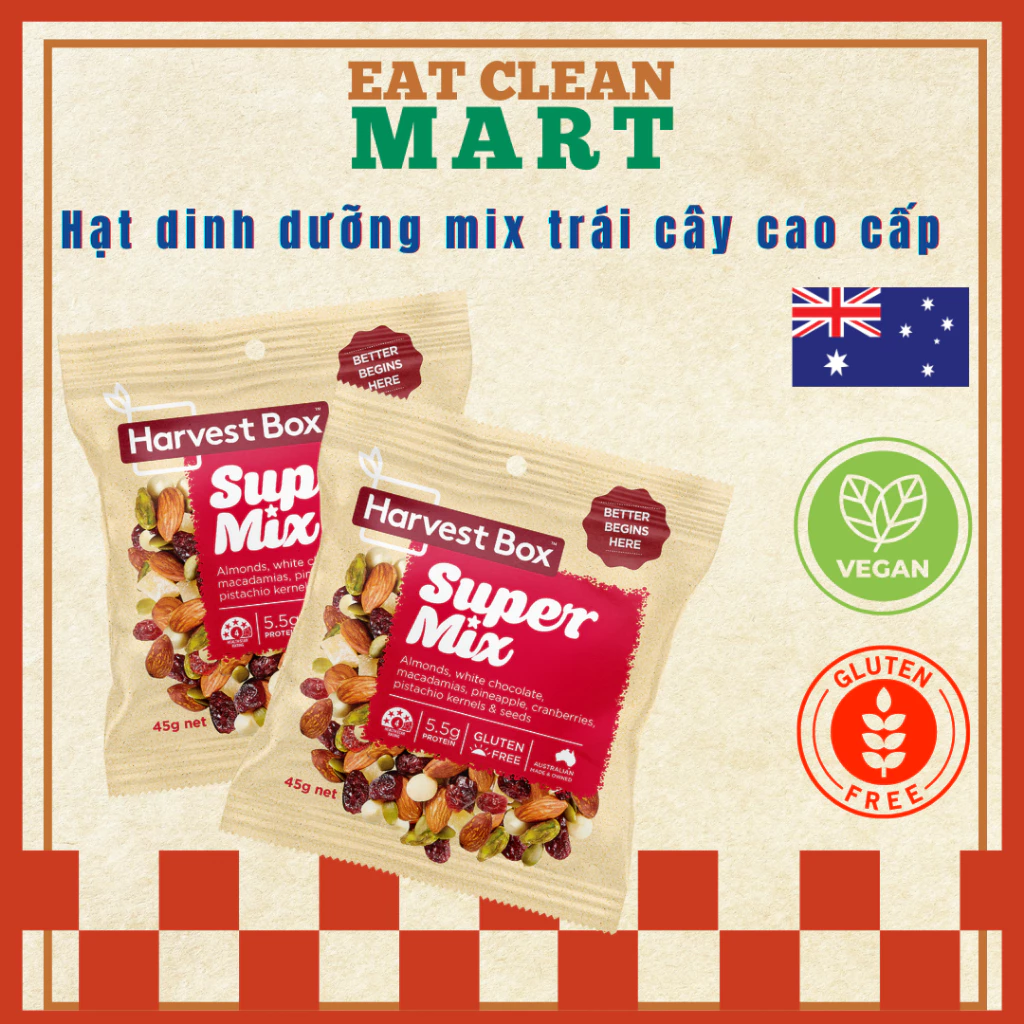 Hạt dinh dưỡng mix trái cây Super Mix Snack Packs Harvest Box - Bịch 45g