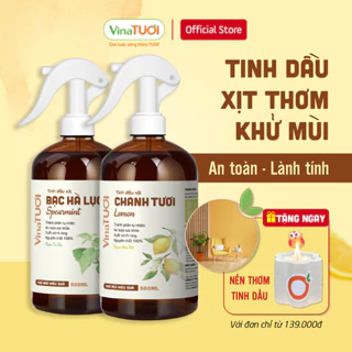 Xịt Thơm Phòng Tinh Dầu Sả Chanh,Bạc Hà,Oải Hương,Vỏ Quế,Bạch Đàn Chanh,Trà Trắng,Cam Sả,Lá Xông VINA TƯƠI 100ml/500ml