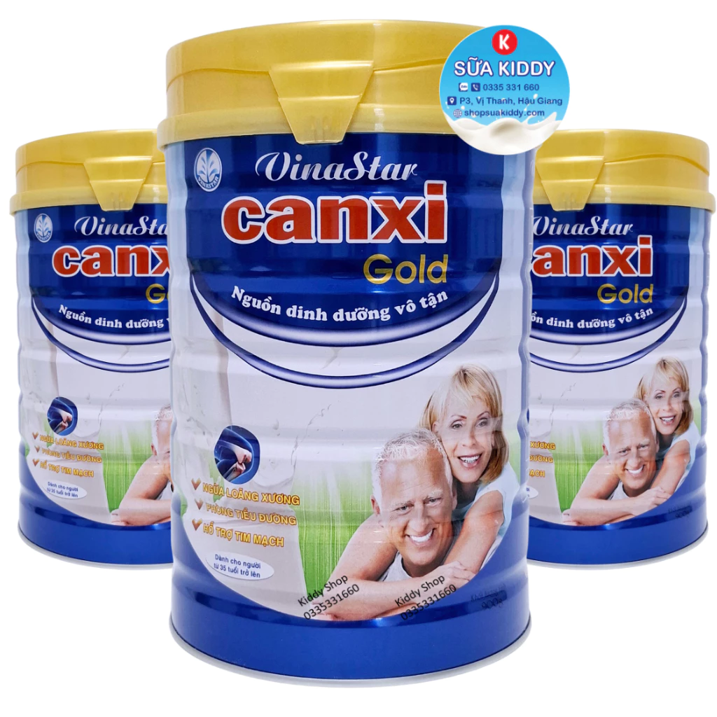 Sữa canxi Vinastar Canxi Gold 900g tốt khớp chắc xương (lon màu xanh dương), cam kết chính hãng, date luôn mới