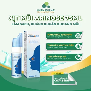 Xịt xoang mũi Arinose Nhân Khang cải thiện sổ mũi chảy nước mũi ngạt mũi 75ml