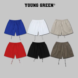 Quần Short Vải Dù Nhăn 2 Lớp - Phom trên gối - Phù hợp cho cả Nam và Nữ - YOUNG GREEN