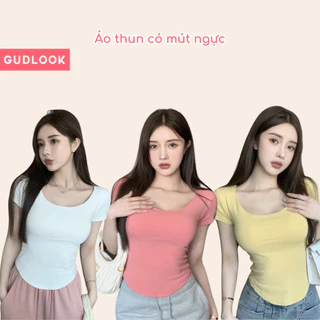 Áo Thun Nữ Tay Ngắn GUDLOOK Cotton Cộc Tay Cổ Tròn Dáng Ôm Trẻ Trung 4 Màu Sắc