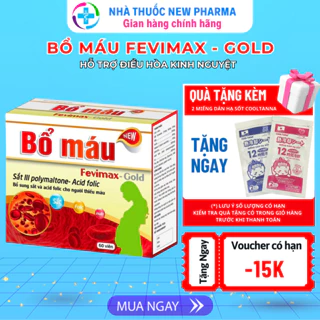 Bổ Máu Fevimax Gold Bổ Sung Sắt, Acid Folic Cho Người Thiếu Máu, Phụ Nữ Mang Thai Và Cho Con Bú - Hộp 60 Viên