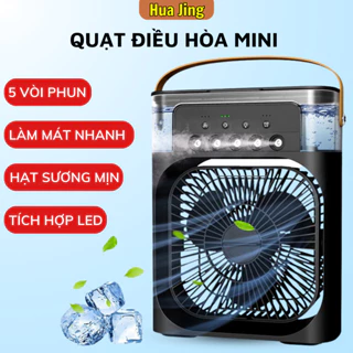 Quạt điều hòa hơi nước mini LOẠI 1, quạt phun sương để bàn 600ml, 5 vòi phun, 3 chế độ gió làm mát nhanh - Huajing