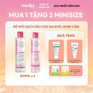 Combo Nước Tẩy trang Topicrem và Sữa Rửa mặt Topicrem Gentle Cleansing Gel dành cho da nhạy cảm 200ml