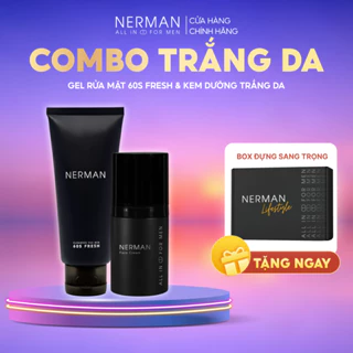 Combo trắng da cho nam Nerman Perfect Whitening - Gel rửa mặt 60s Fresh 100ml & Kem dưỡng trắng, giảm thâm, mờ sẹo 50g