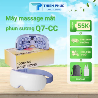 Máy massage mắt Q7-CC phun sương, chườm ấm, 16 điểm massage rung kết nối bluetooth giúp bảo vệ mắt Thiên Phúc Tâm