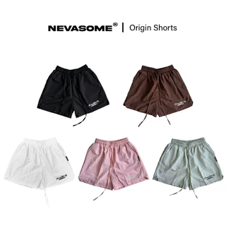 Quần Short Gió Nhăn Local Brand NEVASOME Origin Đen Trắng Xanh Mint Hồng Nâu Short Vải Gió Nhăn Nam Nữ