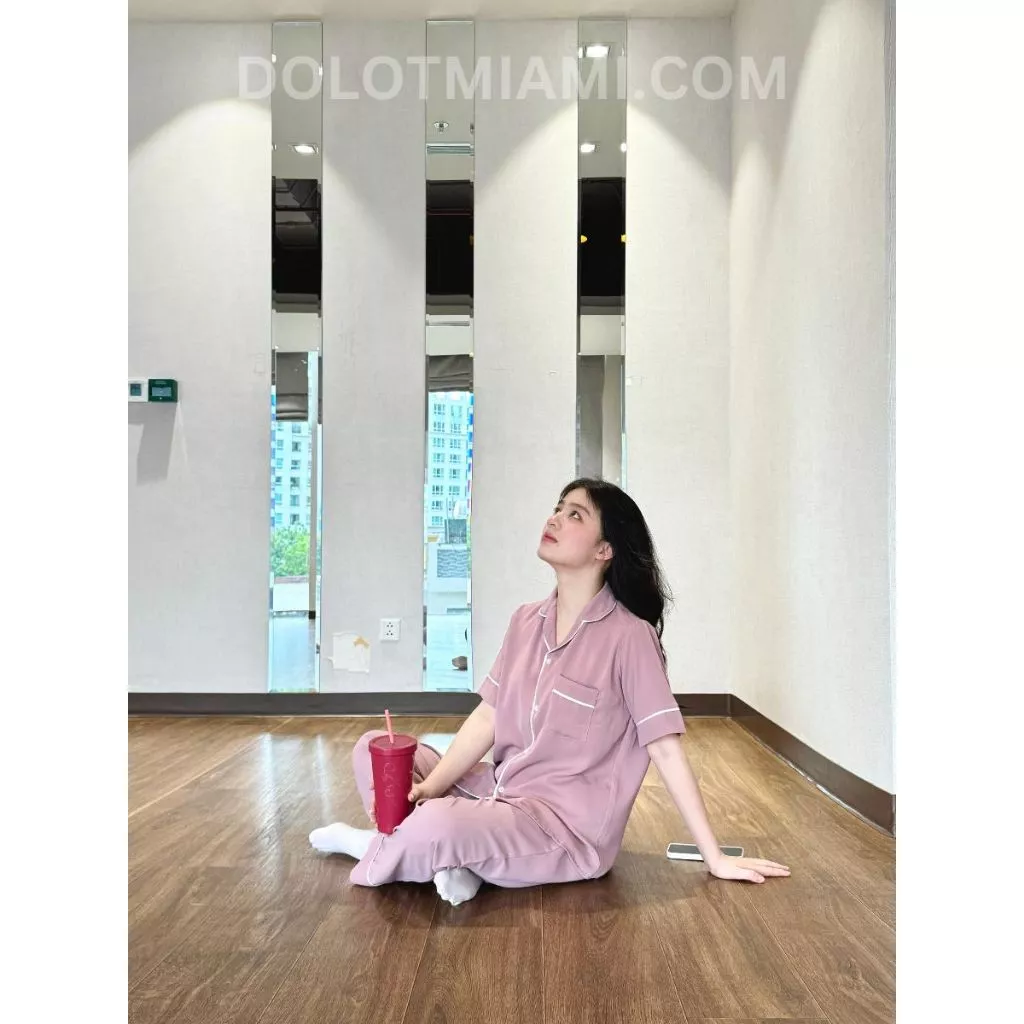 [ẢNH THẬT] Pijama lụa Mango màu hồng ruốc - Đồ ngủ nữ - Đồ mặc ở nhà