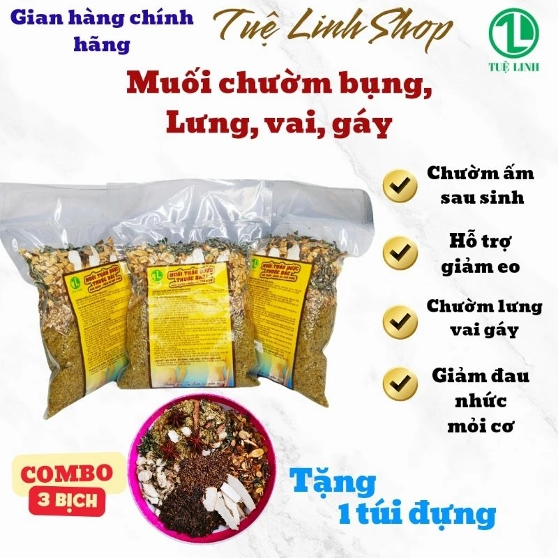 3kg muối thảo dược chườm bụng, lưng, vai gáy (tặng 1 túi đựng muối)