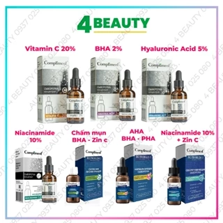 Serum Compliment Dưỡng Trắng Cấp Ẩm Làm Sạch Sâu Căng Bóng Da - Vitamin C 20%, HA 5%, Salycilic Acid 2%- 27ml