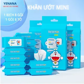 khăn ướt mini 1 bịch 8 gói nhỏ ,  nhiều hình dễ thương bỏ túi tiện lợi