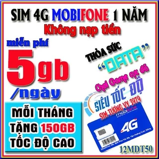 [Hoàn xu 50%] Sim 4g mobifone 12mdt50 miễn phí 1 năm tặng mỗi ngày 5gb tốc độ cao (5gb/ngày x12 tháng)