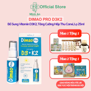 D3K2 Dạng Xịt Dimao Pro Oral Spray Bổ Sung Vitamin D và Vitamin K2 Tăng Cường Hấp Thu Canxi Phát Triển Chiều Cao Lọ 25ml