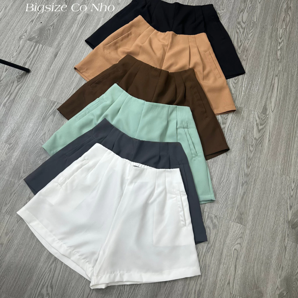 [Mã FADEP2806 giảm đến 30k đơn từ 99k] Quần Short Bigsize Nữ,Quần Đùi Xếp Ly Lưng Cao Big Size Vải Fos Có Độ Co Giãn Q26