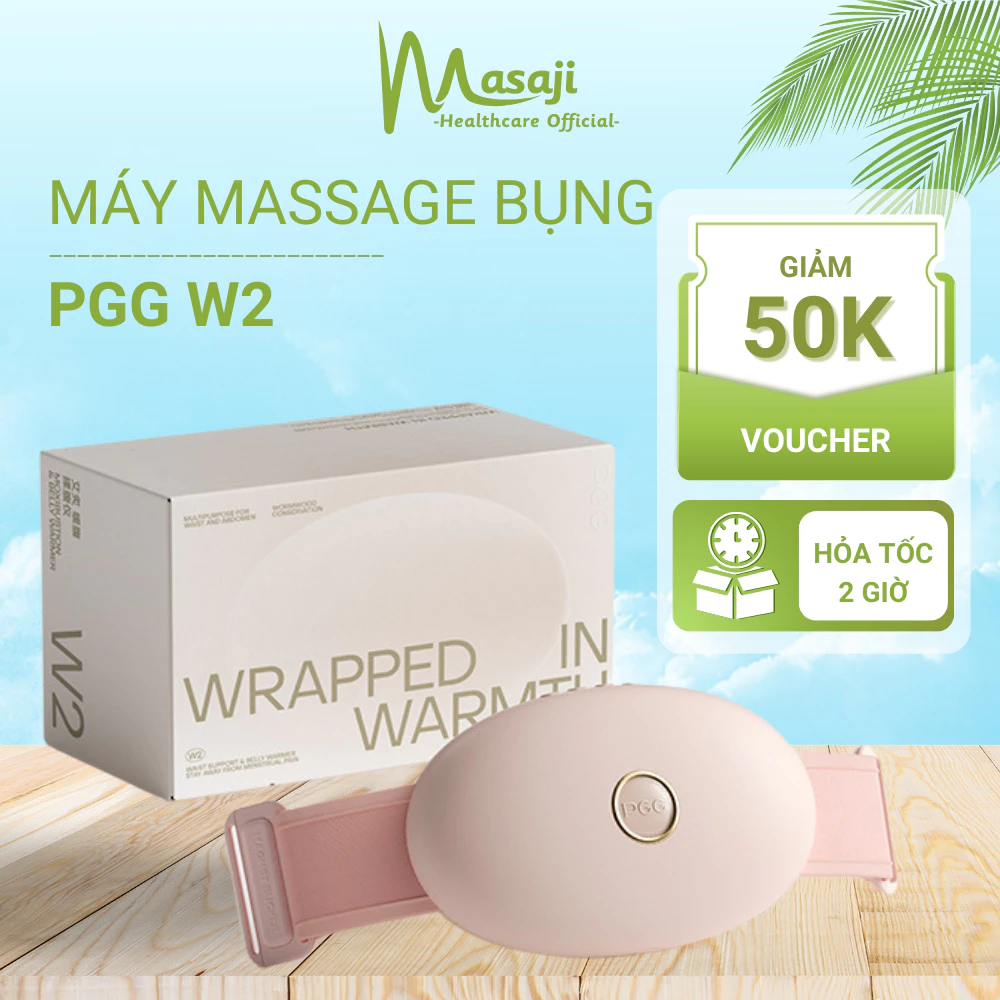 Máy massage chườm ấm bụng, massage cơ học PGG W2, giúp giảm đau, hỗ trợ sức khỏe chính hãng Masaji