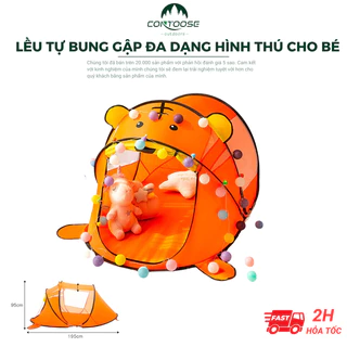 Lều cho bé chơi dễ bung gập, lều tự bung hình vịt vàng, hổ, mèo tự bung không cần lắp ghép cho bé trai bé gái