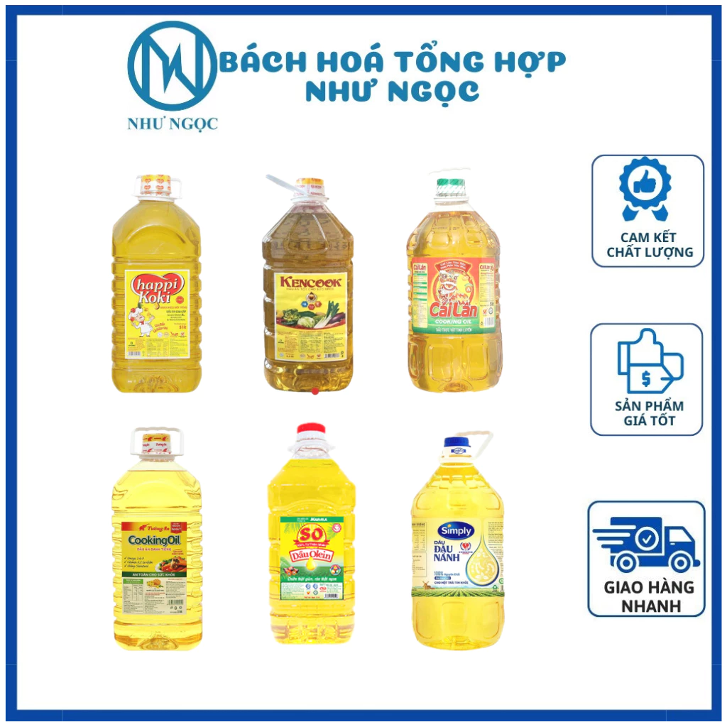 Dầu Ăn 5 Lít - Kencook/ Happi Koki/ Cái Lân/ Olein So Marvela/ Simply/ Cooking Oil-------------