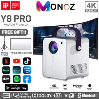Máy chiếu Android MONOZ Y8 PRO Mini 6500 Lumens HD 1080P 4K WiFi LED Projector.