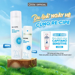 Xịt Chống Nắng RECIPE SPF50+ PA++++ Chống Nắng, Không Trôi Recipe Phyto Water Defense Sun Spray 180ml