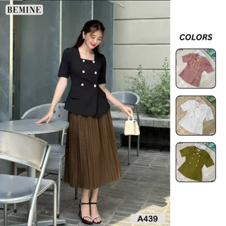 Áo kiểu peplum cổ vuông đính cúc BEMINE A439