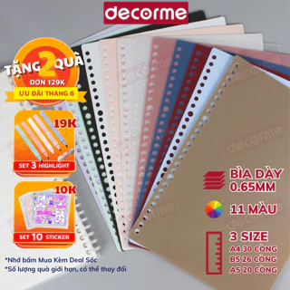 Bìa còng B5 A5 A4 DecorMe Bìa Nhựa đã đục lỗ dày 0.65mm làm sổ caro bullet journal