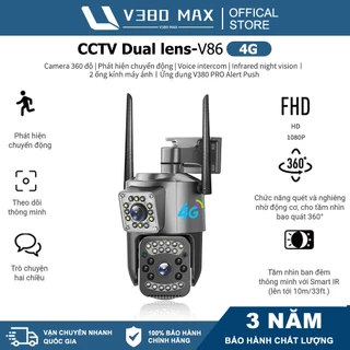 V380 Dual Lens camera V86 quan sát camera giám sát không dây ngoài trời 4G camera an ninh Wifi IP ống kính kép